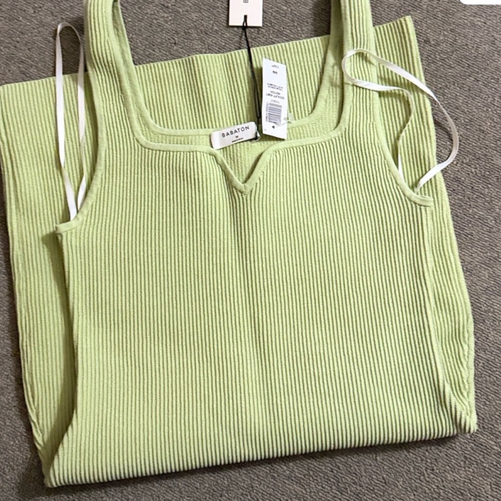 Aritzia Babaton Light Green Ribbed DRESS